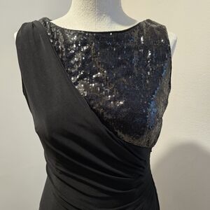 R&M Richards Black One Shoulder Dress with Sequins